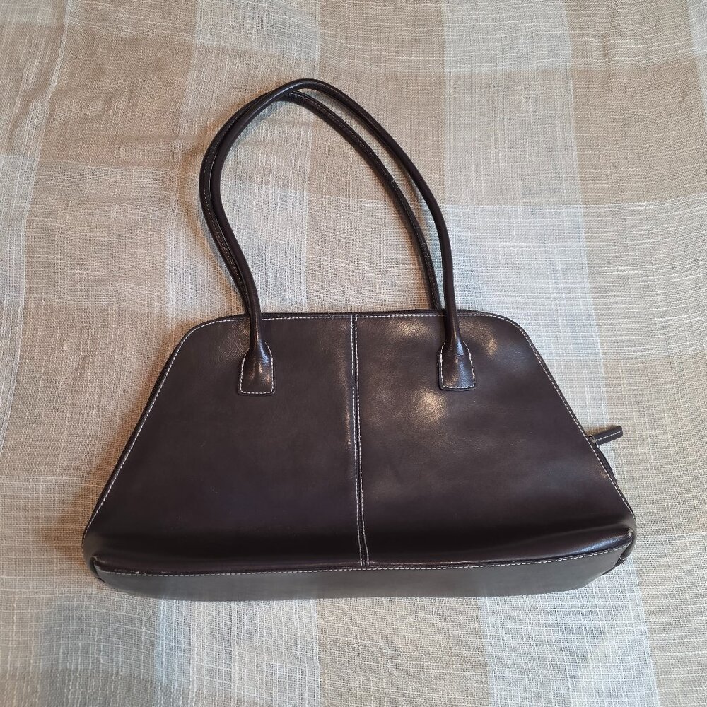 Vintage Office Siren Latte Girl Preppy Brown Supple Leather Oversized Handbag